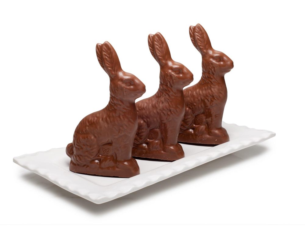 Solid Chocolate Easter Bunnies Three Sizes, Sm, Med, Lg Milk Dark or White Chocolate, 1 pc